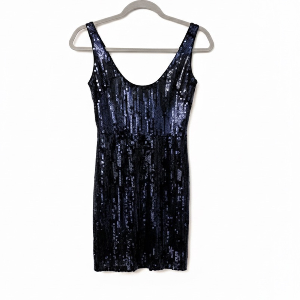Aidan Mattox Sequin Scoop Neck Bodycon Mini Dress Black Size XS / US 2
